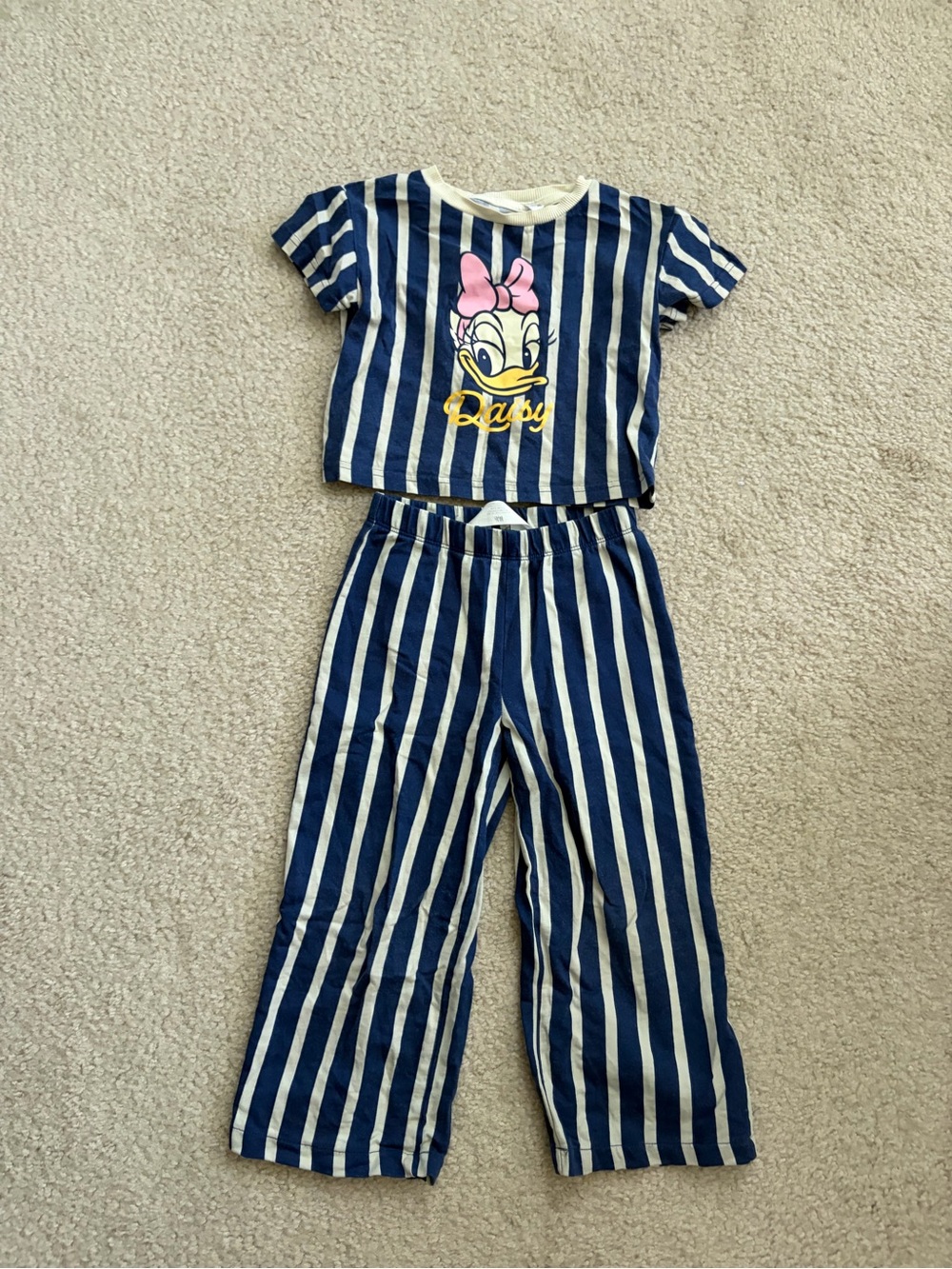 H&M Navy & White Striped Daisy Two-Piece Set